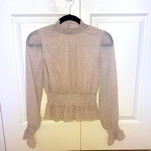 Mock Neck Print Top XS